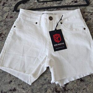 Born Primitive, Flex Stretchy Jean Shorts, white size S
